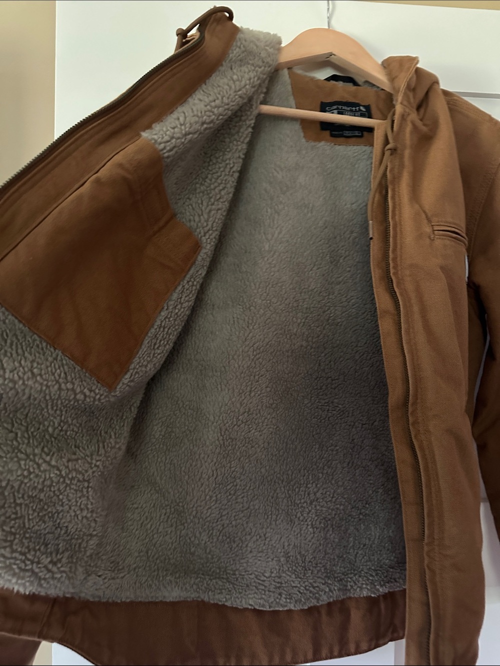 Carhartt Men's Tan Hooded Canvas Work Jacket - Picture 2 of 3